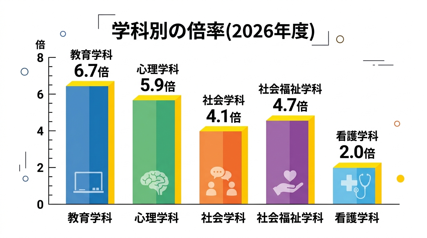 上智大学総合人間科学部 学科別の志願者数・倍率を示す図解