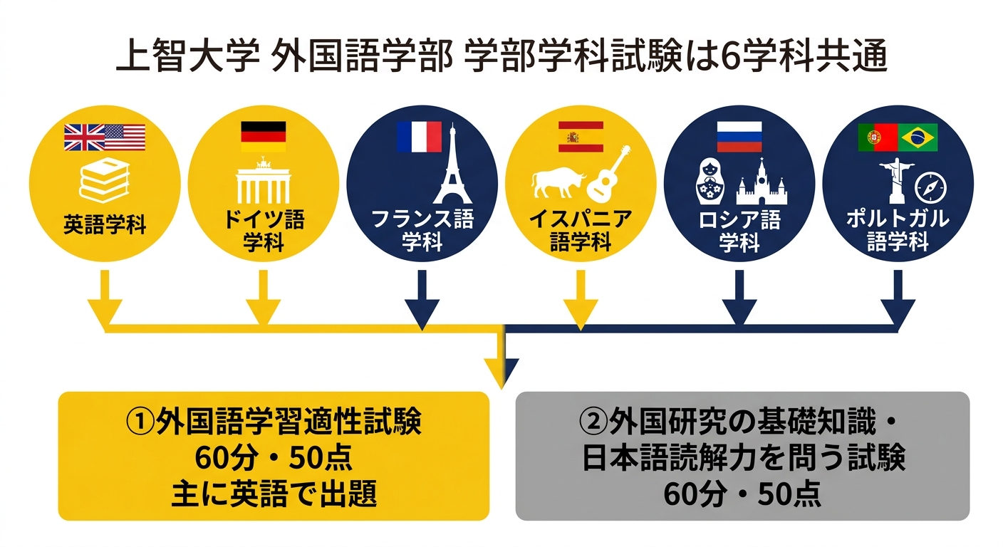 上智大学外国語学部 学部学科試験は6学科共通