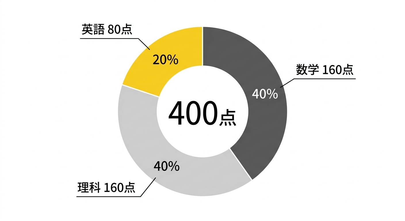 学部学科試験・共通テスト併用方式の配点構成(400点)